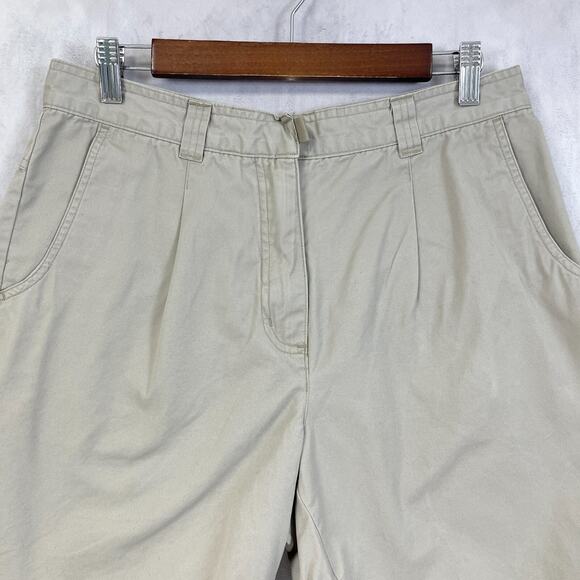 Woolrich Womens 10 Khaki Shorts Waking Safari Classic Minimalist Pleated Retro - Picture 2 of 9